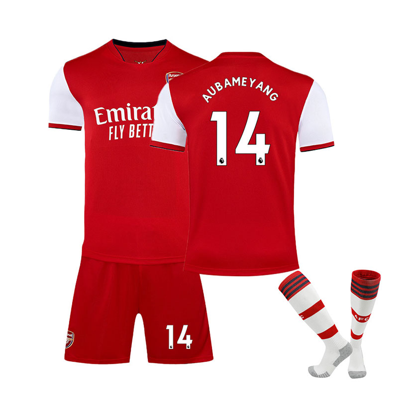 AUBAMEYANG 14 Arsenal Hjemmedrakt 2021/22 Kortermet + Korte bukser rød