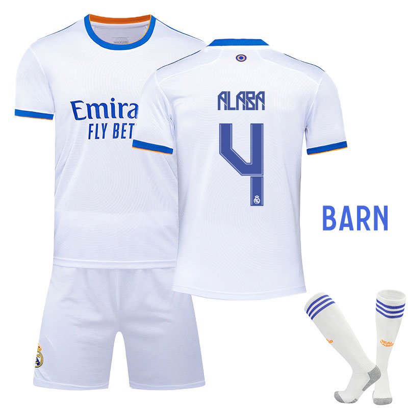 Alaba 4 Real Madrid Hjemmedraktsett Barn 2021/22 Kortermet + Korte bukser