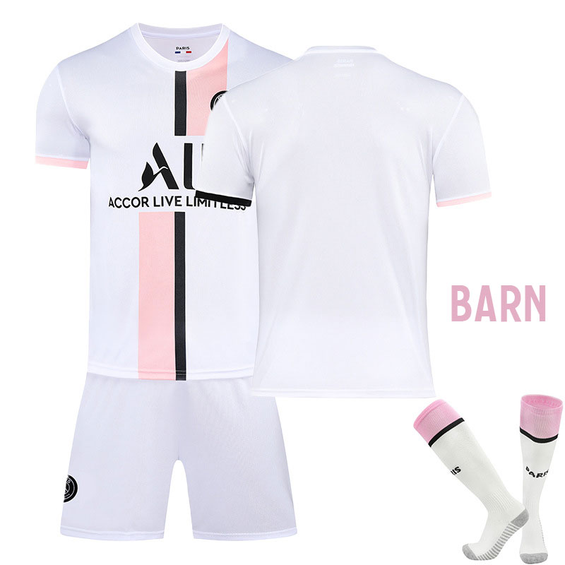 Billige Fotballdrakter Paris Saint-Germain Bortedraktsett Barn 2021/22 Kortermet + Korte bukser
