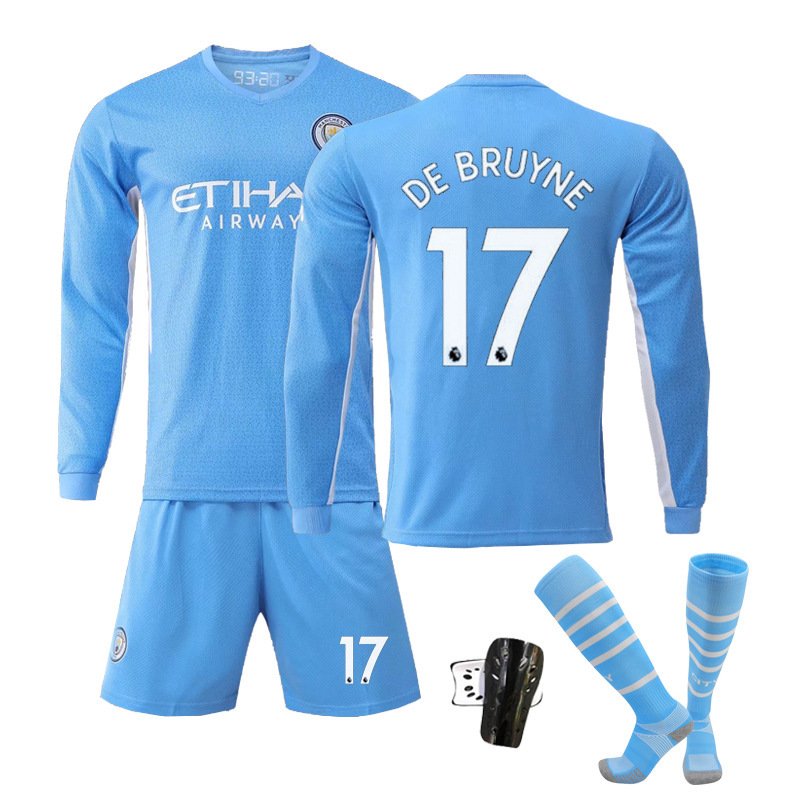 De Bruyne 17 Manchester City Hjemmedrakt 2021/22 Langermet Herre + Korte bukser