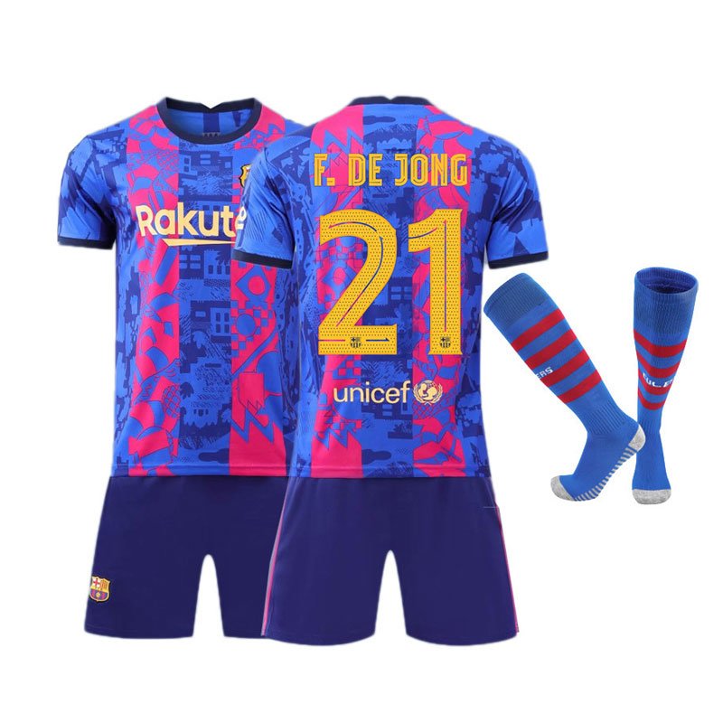 F.DE JONG 21 FC Barcelona Tredjedrakt 2021-22 Herre Kortermet + Korte bukser