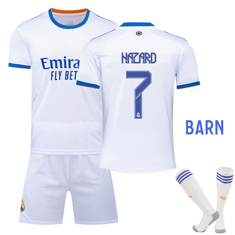 Hazard 7 Real Madrid Hjemmedraktsett Barn 2021/22 Kortermet + Korte bukser