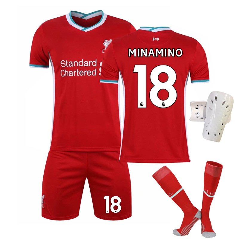 Liverpool Minamino 18 rød Hjemmedrakt 2020/21 Kortermet Herre + Korte bukser