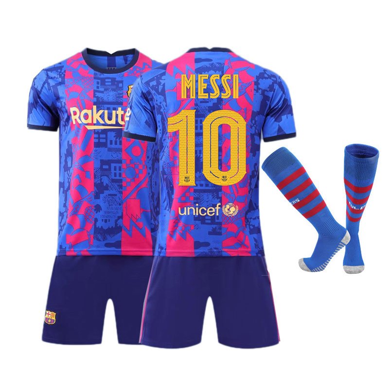 MESSI 10 FC Barcelona Tredjedrakt 2021-22 Herre Kortermet + Korte bukser