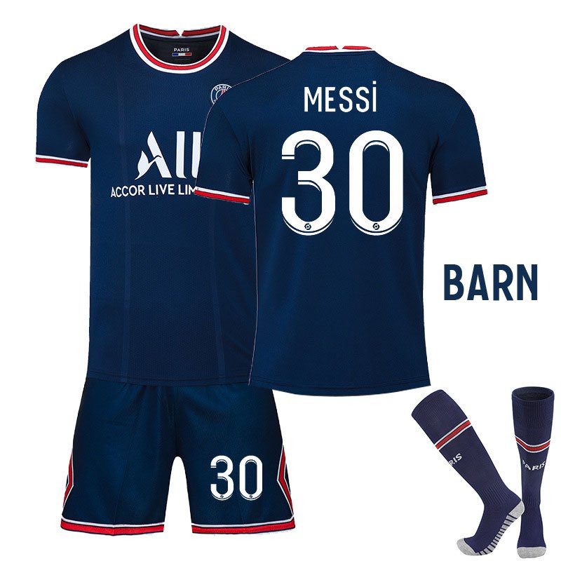 MESSI 30 Paris Saint-Germain Hjemmedraktsett Barn 2021/22 Kortermet + Korte bukser