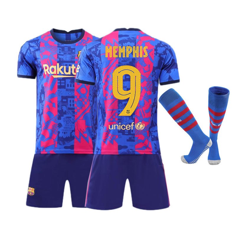 Memphis 9 FC Barcelona Tredjedrakt 2021-22 Herre Kortermet + Korte bukser