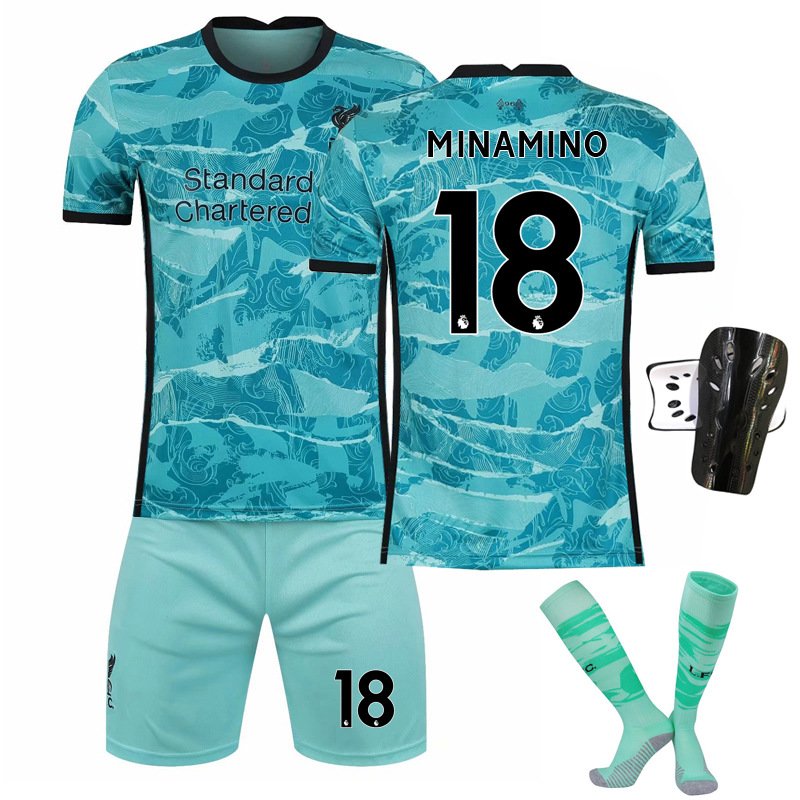 Minamino 18 Liverpool FC Bortedrakt 2020/21 Grønn Herre Kortermet + Korte bukser