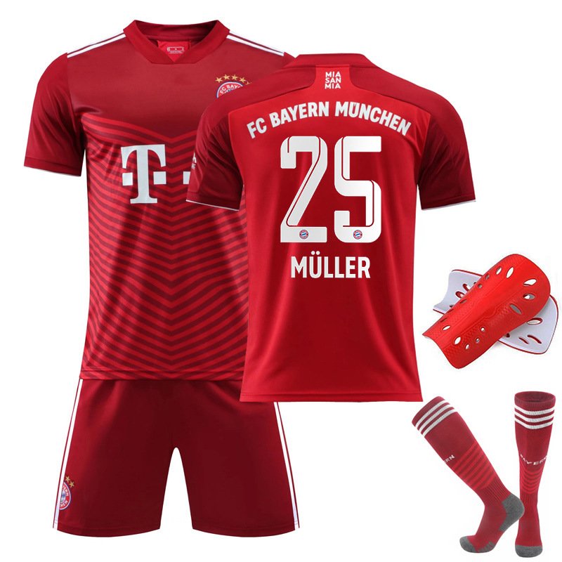 Müller 25 Bayern München Rød Hjemmedrakt 2021/22 Herre Kortermet + Korte bukser