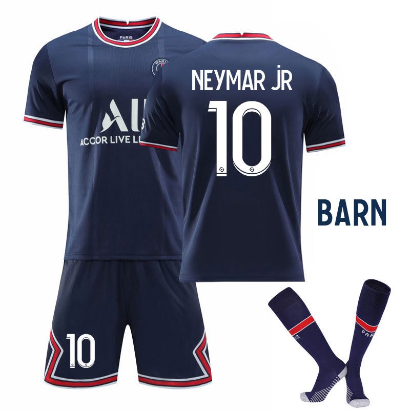 Neymar JR 10 Paris Saint-Germain Hjemmedraktsett Barn 2021/22 Kortermet + Korte bukser