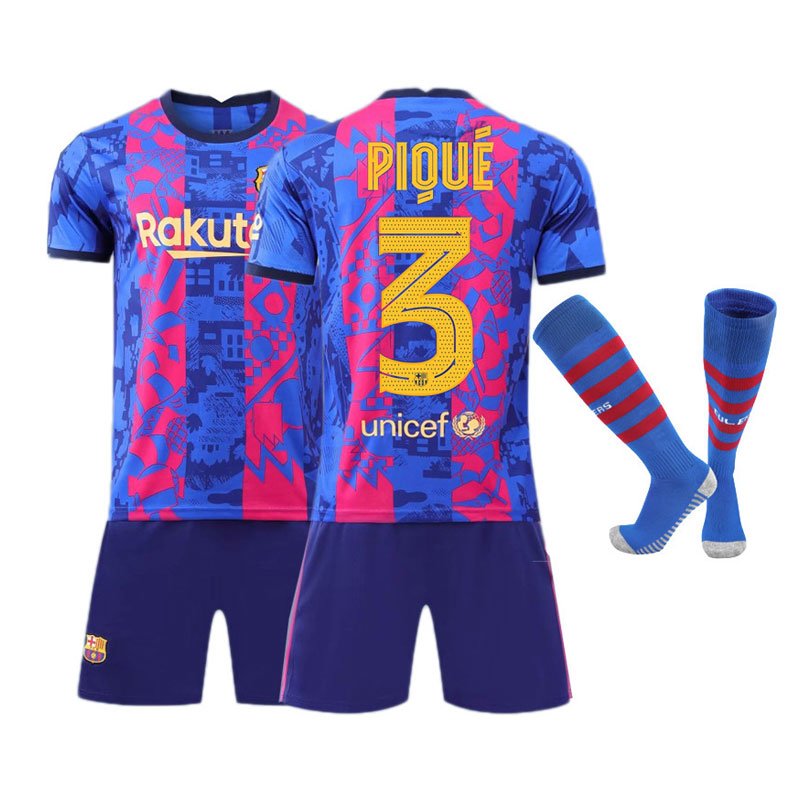 PIQUE 3 FC Barcelona Tredjedrakt 2021-22 Herre Kortermet + Korte bukser