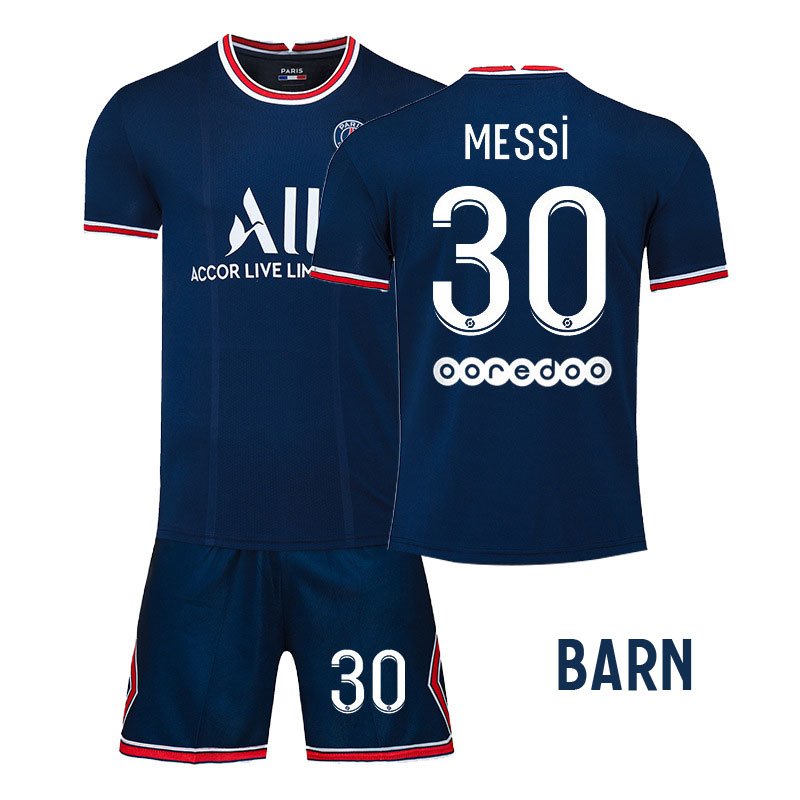 Paris Saint-Germain Lionel Messi 30 Barn Hjemmedrakt 2021-2022 Kortermet + Korte bukser