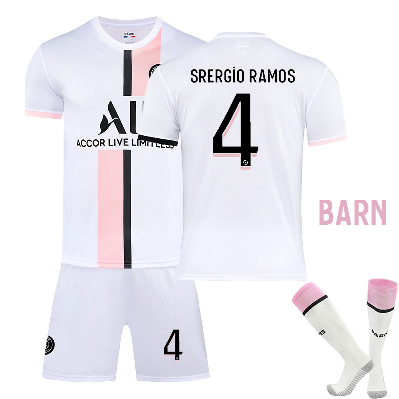 Sergio Ramos 4 Paris Saint-Germain Bortedraktsett Barn 2021/22 Kortermet + Korte bukser