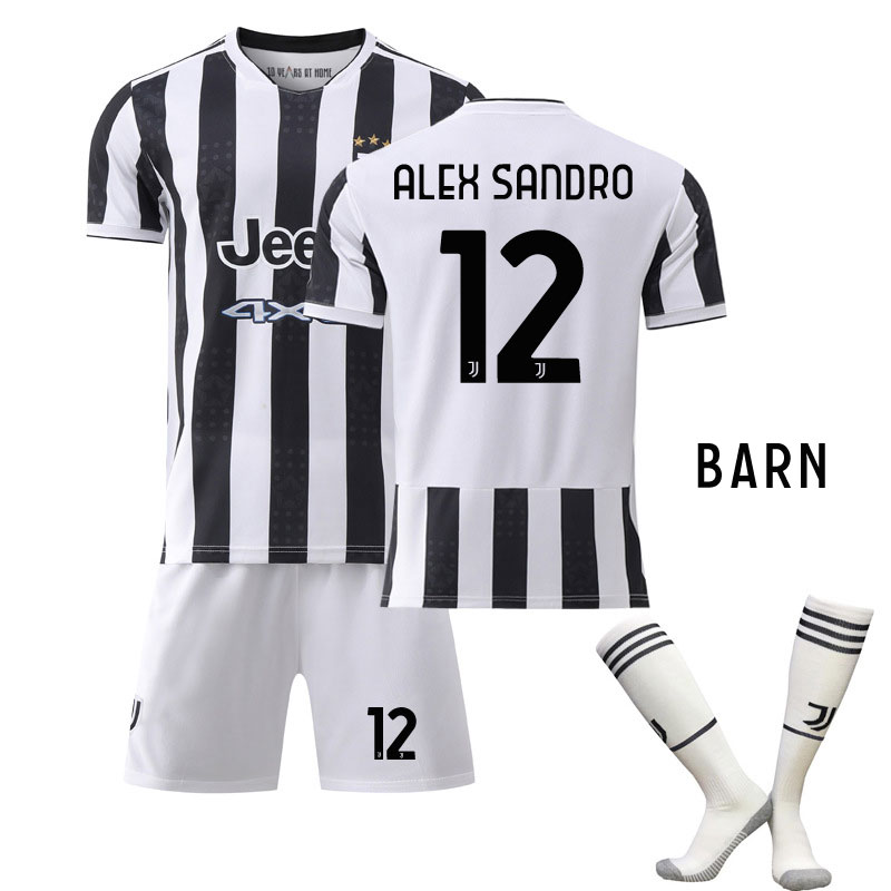 Alex Sandro 12 Juventus Hjemmedraktsett Barn 2021-2022 Kortermet + Korte bukser