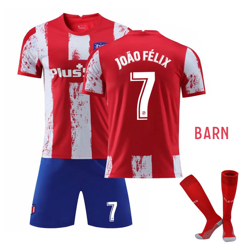 Atlético Madrid Joao Felix 7 Barn Hjemmedrakt 2021-2022 Kortermet + Korte bukser