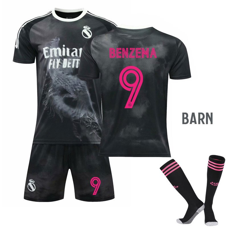 Benzema 9 Human Race x Real Madrid 2020/21 Fotballdrakter Barn Kortermet + Korte bukser