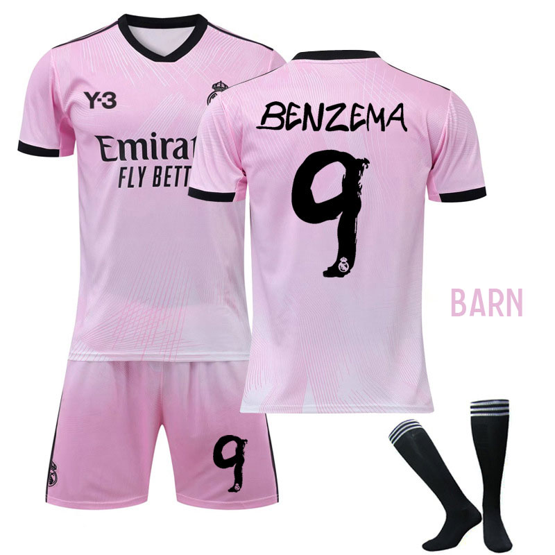 Benzema 9 Real Madrid 120th Anniversary Keeperklær Barn Kortermet Rosa