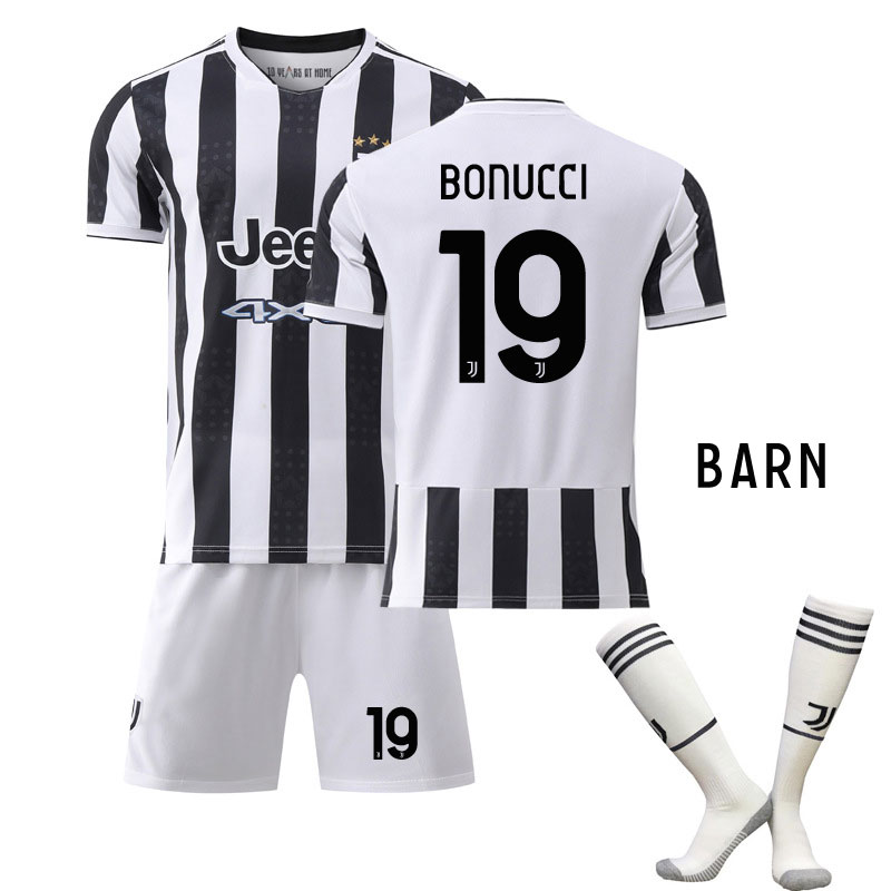 Bonucci 19 Juventus Hjemmedraktsett Barn 2021-2022 Kortermet + Korte bukser