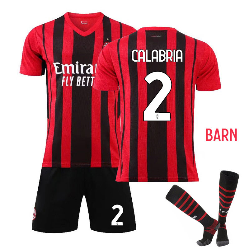 Calabria 2 AC Milan Hjemmedrakt 2021-2022 Barn Kortermet + Korte bukser