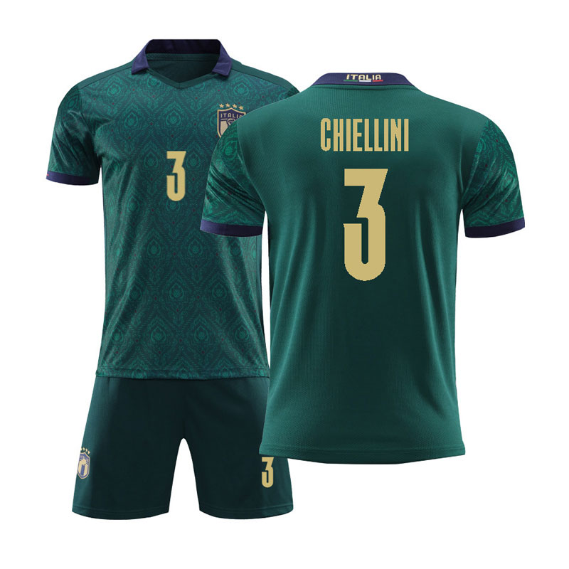 Chiellini 3 Italia Tredjedrakt EM 2020 Grønn Kortermet + Korte bukser