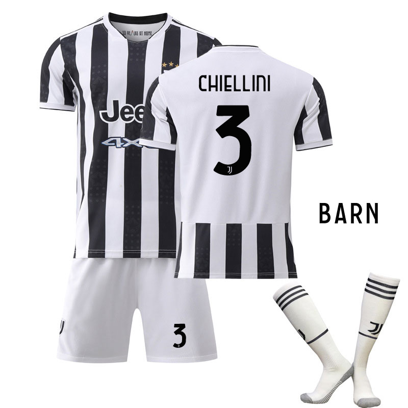 Chiellini 3 Juventus Hjemmedraktsett Barn 2021-2022 Kortermet + Korte bukser