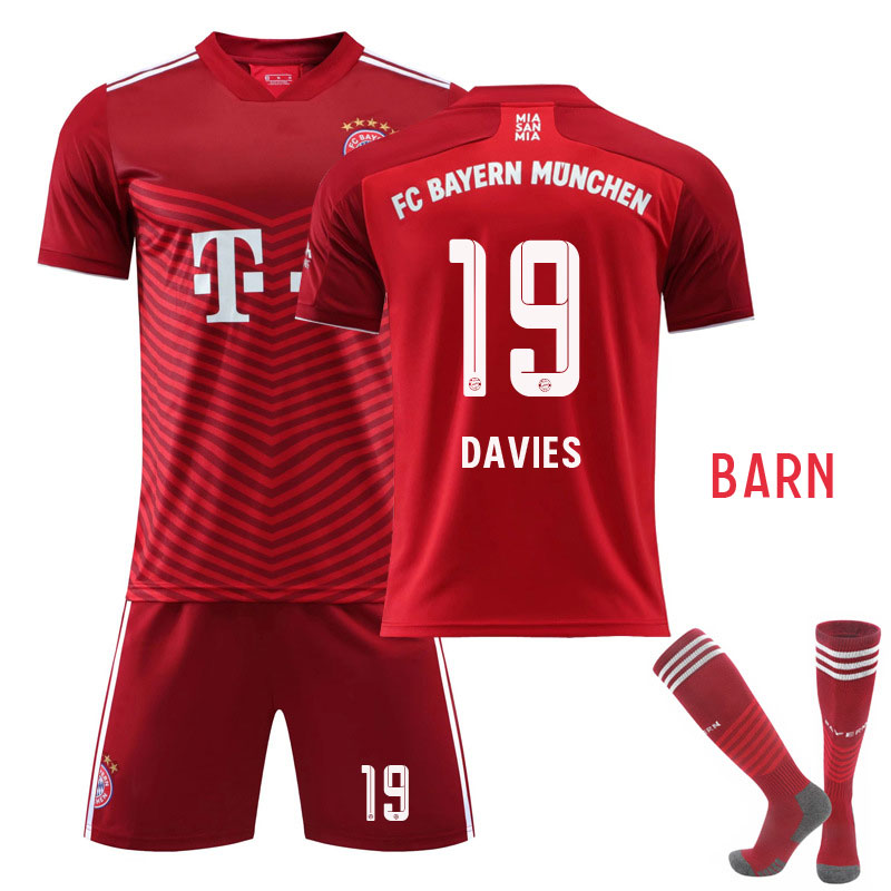 DAVIES 19 FC Bayern München Barn Hjemmedrakt 2021-2022 Kortermet + Korte bukser