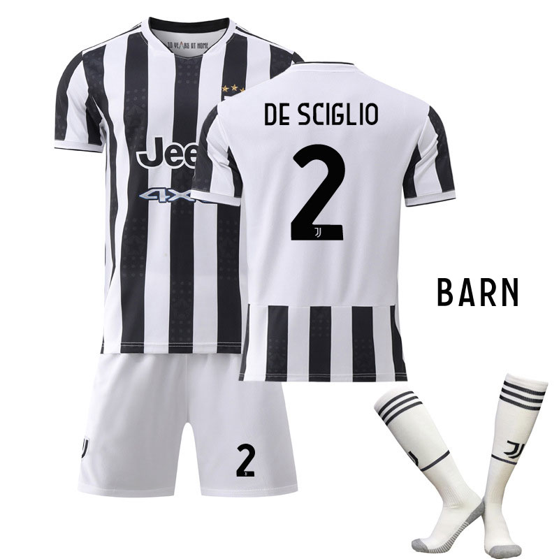 De Sciglio 2 Juventus Hjemmedraktsett Barn 2021-2022 Kortermet + Korte bukser