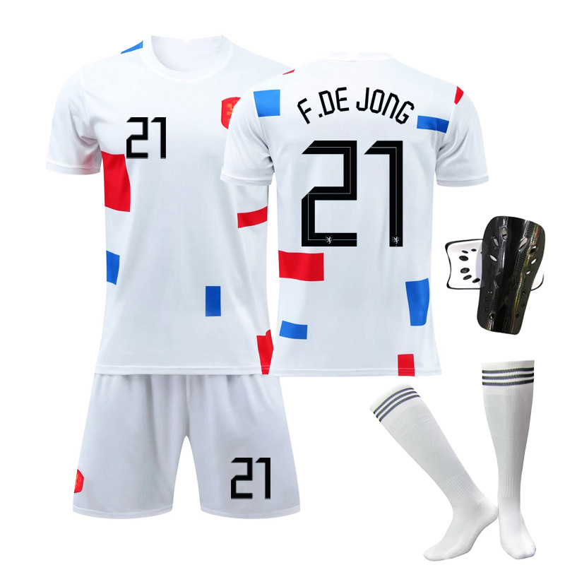 F.DE Jong 21 Nederland Hjemmedrakt Hvit FIFA VM 2022 Kortermet + Korte bukser