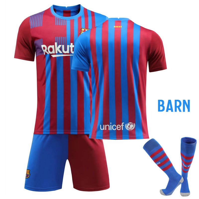 FC Barcelona Hjemmedraktsett Barn 2021-22 Kortermet + Korte bukser