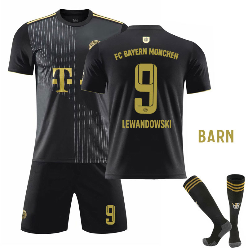 FC Bayern München Lewandowski 9 Barn Bortedrakt 2021-2022 Kortermet + Korte bukser