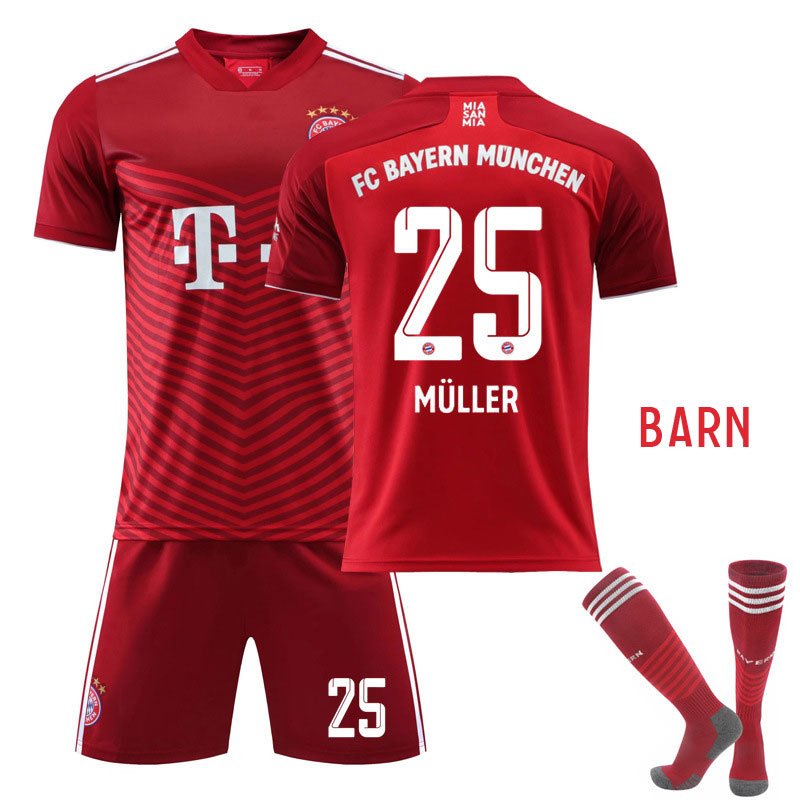 FC Bayern München Müller 25 Barn Hjemmedrakt 2021-2022 Kortermet + Korte bukser