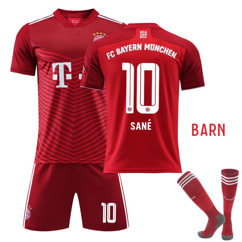 FC Bayern München Sané 10 Barn Hjemmedrakt 2021-2022 Kortermet + Korte bukser