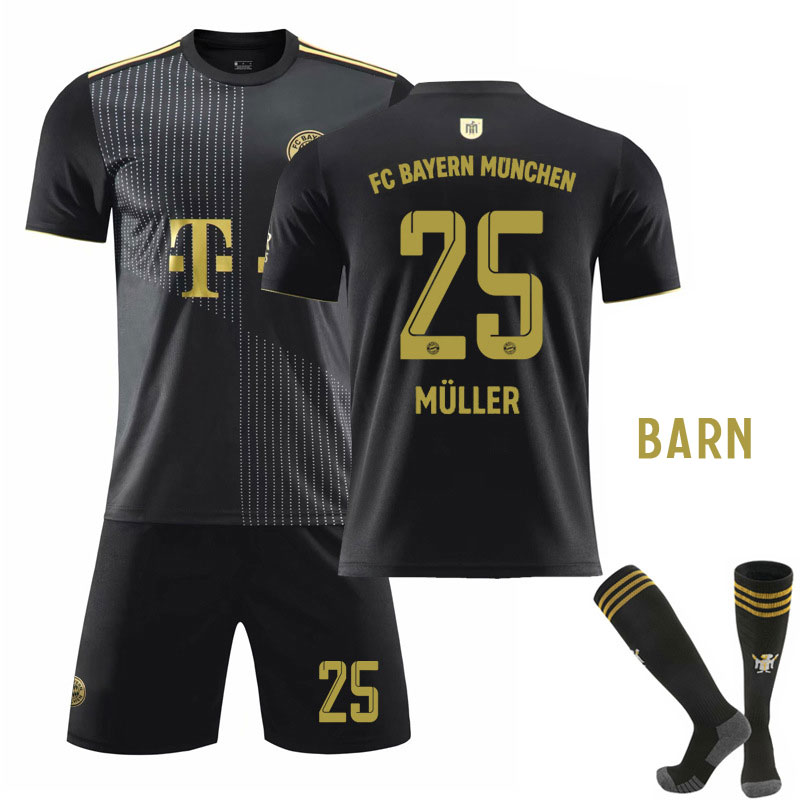 FC Bayern München Thomas Muller 25 Barn Bortedrakt 2021-2022 Kortermet + Korte bukser