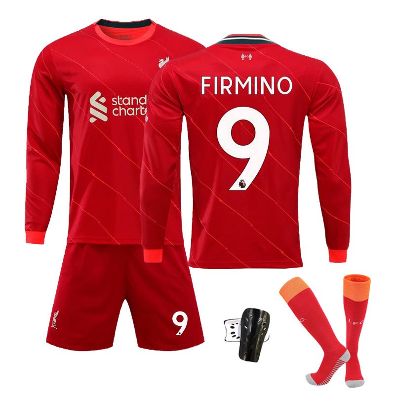 FIRMINO 9 Liverpool FC Hjemmedrakt 2021-2022 Langermet Herre + Korte bukser