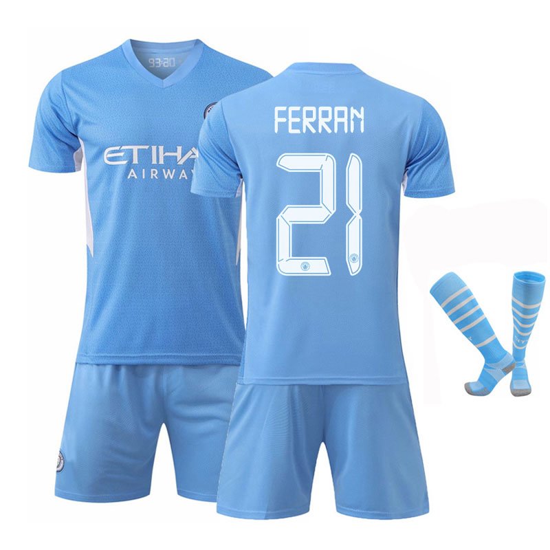 Ferran 21 Manchester City 2021/22 Cup Hjemmedrakt Kortermet + Korte bukser