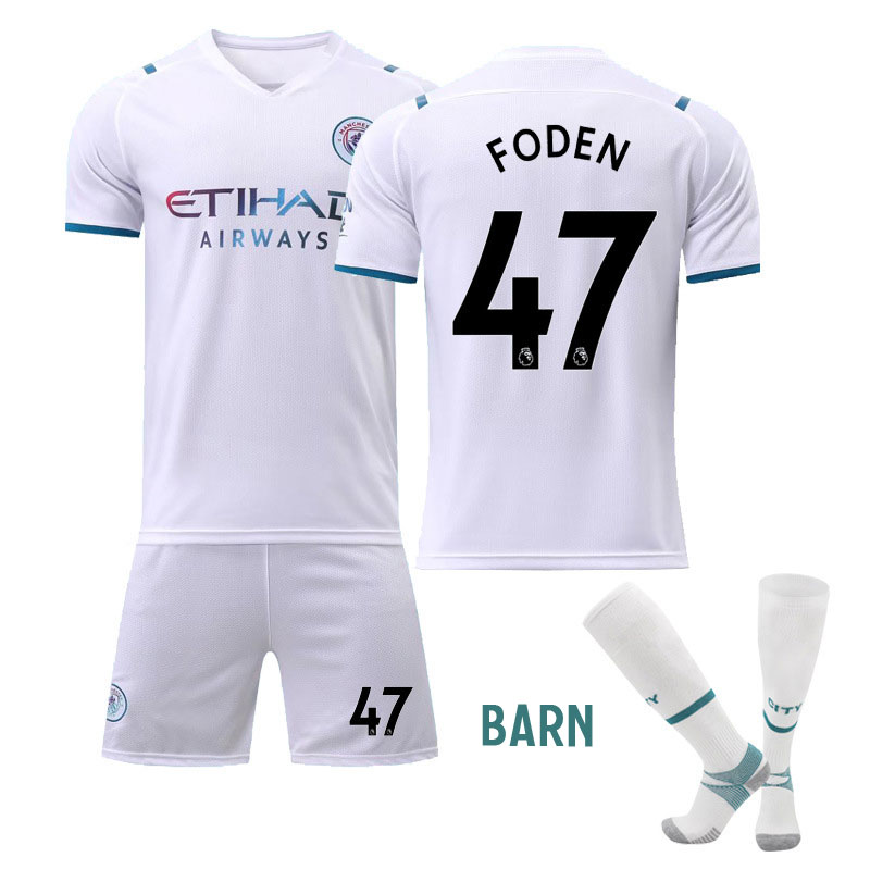Foden 47 Manchester City Bortedraktsett Barn 2021-2022 Kortermet + Korte bukser