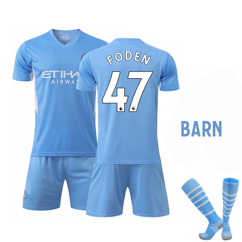 Foden 47 Manchester City Hjemmedraktsett Barn 2021/22 Kortermet + Korte bukser