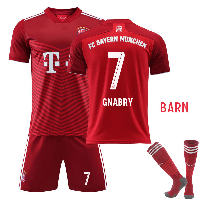 GNABRY 7 FC Bayern München Barn Hjemmedrakt 2021-2022 Kortermet + Korte bukser