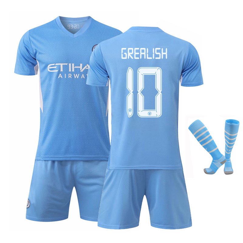 GREALISH 10 Manchester City 2021/22 Cup Hjemmedrakt Kortermet + Korte bukser