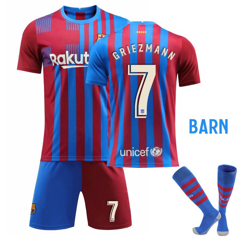 Griezmann 7 FC Barcelona Hjemmedraktsett Barn 2021-22 Kortermet + Korte bukser