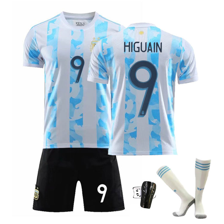 HIGUAIN 9 Argentina Blå Hvit Hjemmedrakt 2021 Copa América Kortermet + Korte bukser
