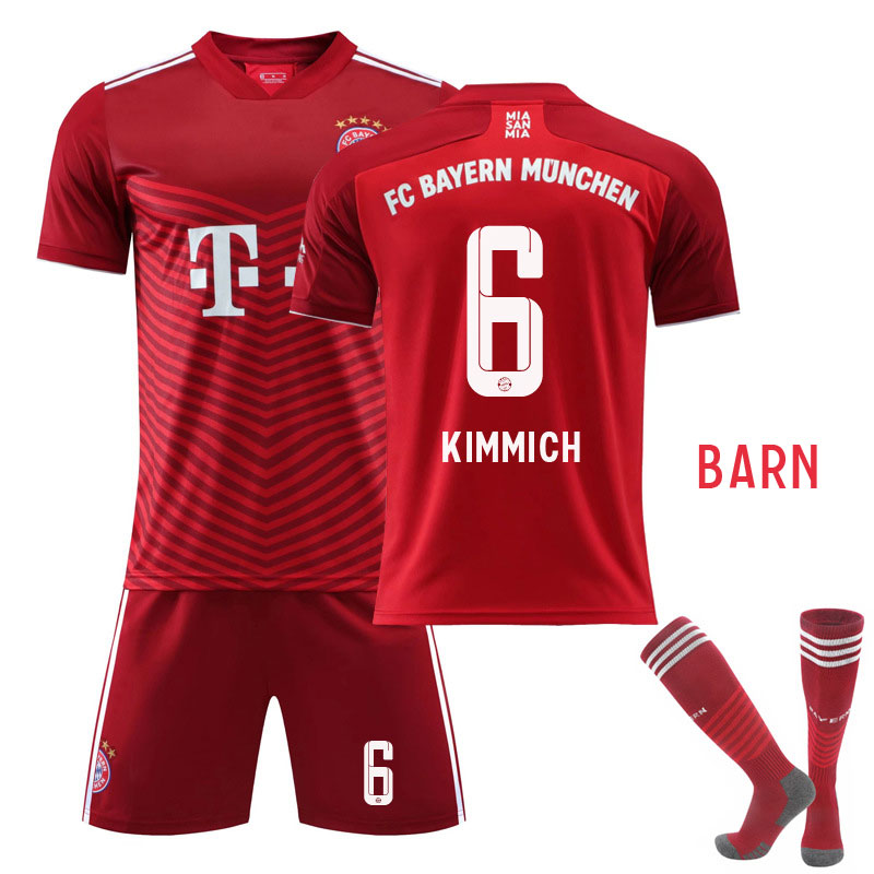 KIMMICH 6 FC Bayern München Barn Hjemmedrakt 2021-2022 Kortermet + Korte bukser