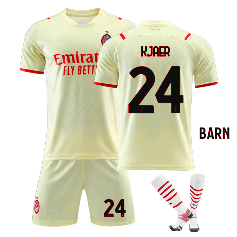 Kjaer 24 AC Milan 2021-22 Bortedraktsett Barn Kortermet + Korte bukser