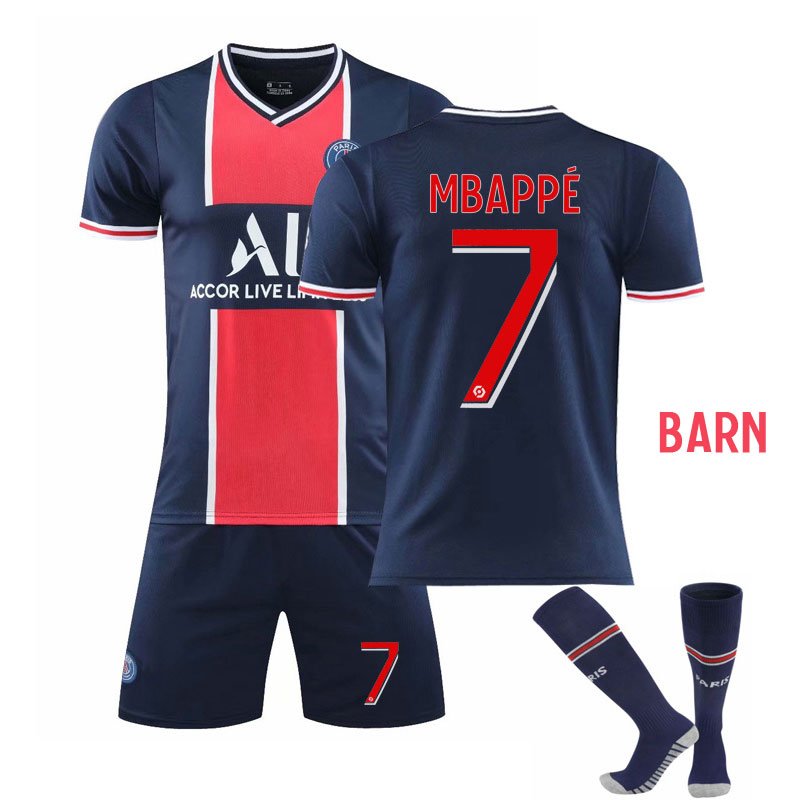 MBAPPÉ 7 Paris Saint-Germain Hjemmedrakt 2020/2021 Barn + Korte bukser