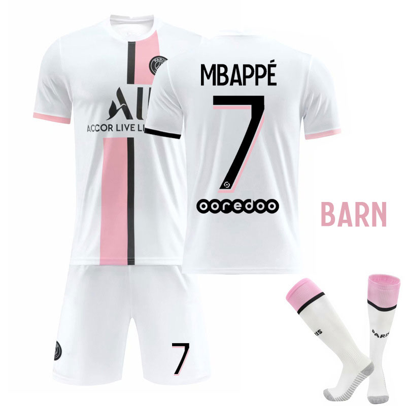 Mbappé 7 Paris Saint-Germain Bortedraktsett Barn 2021/22 Kortermet + Korte bukser
