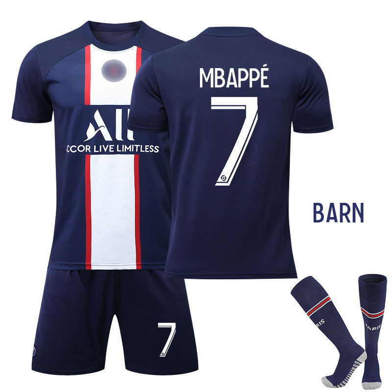 Mbappé 7 Paris Saint-Germain Hjemmedrakt Barn 2022-23 PSG Navy Kortermet + Korte bukser