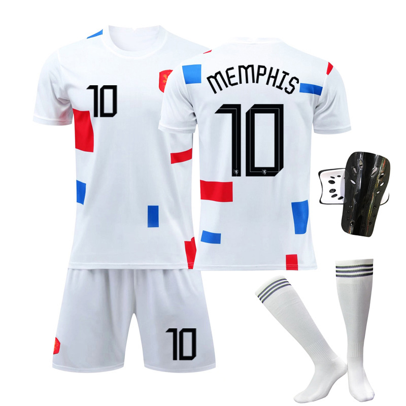 Memphis 10 Nederland Hjemmedrakt Hvit FIFA VM 22 Kortermet + Korte bukser