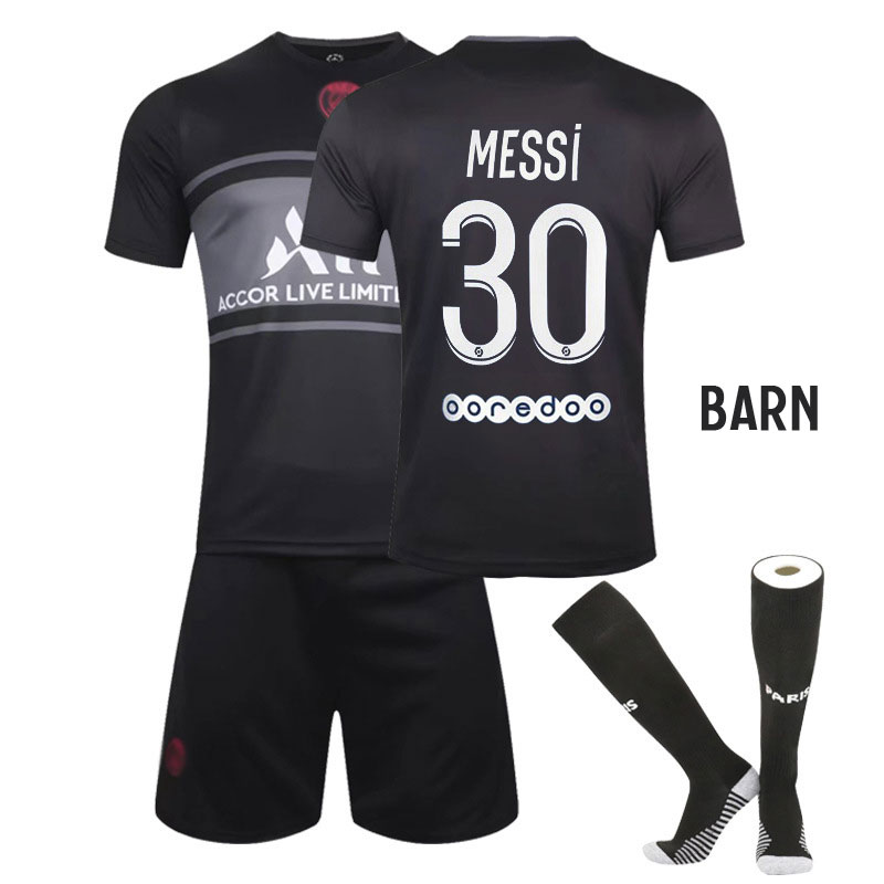 Messi 30 PSG Paris Saint-Germain Tredjedraktsett Barn 2021-22 Kortermet (+ Korte bukser)
