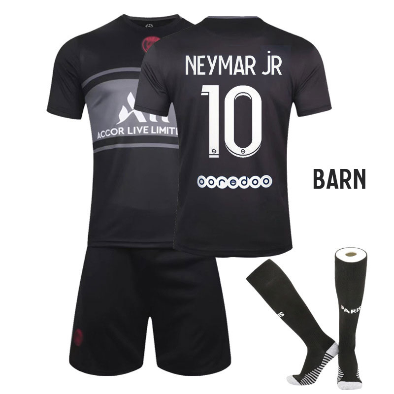 Neymar JR 10 PSG Paris Saint-Germain Tredjedraktsett Barn 2021-22 Kortermet (+ Korte bukser)