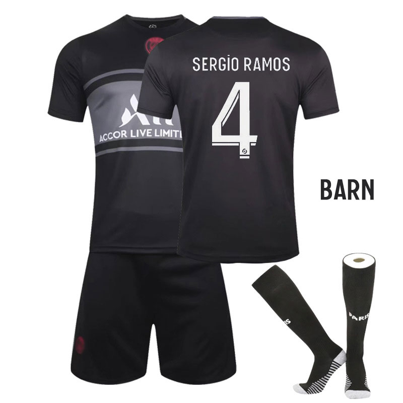 PSG Paris Saint-Germain Sergio Ramos 4 Tredjedraktsett Barn 2021-22 Kortermet + Korte bukser