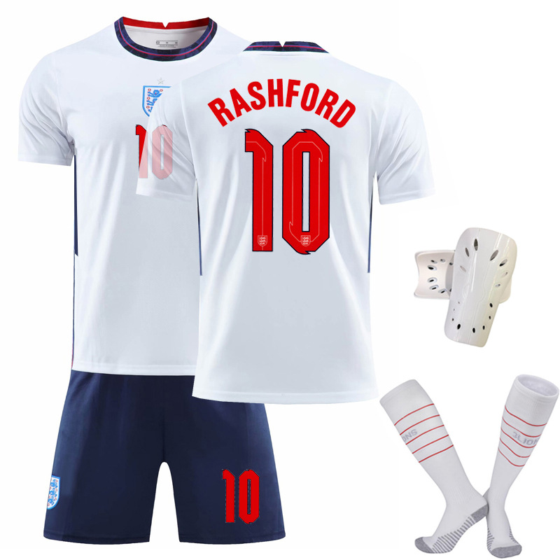 Rashford 10 England Hjemmedrakt Hvit Navy EURO 2020 Kortermet + Korte bukser